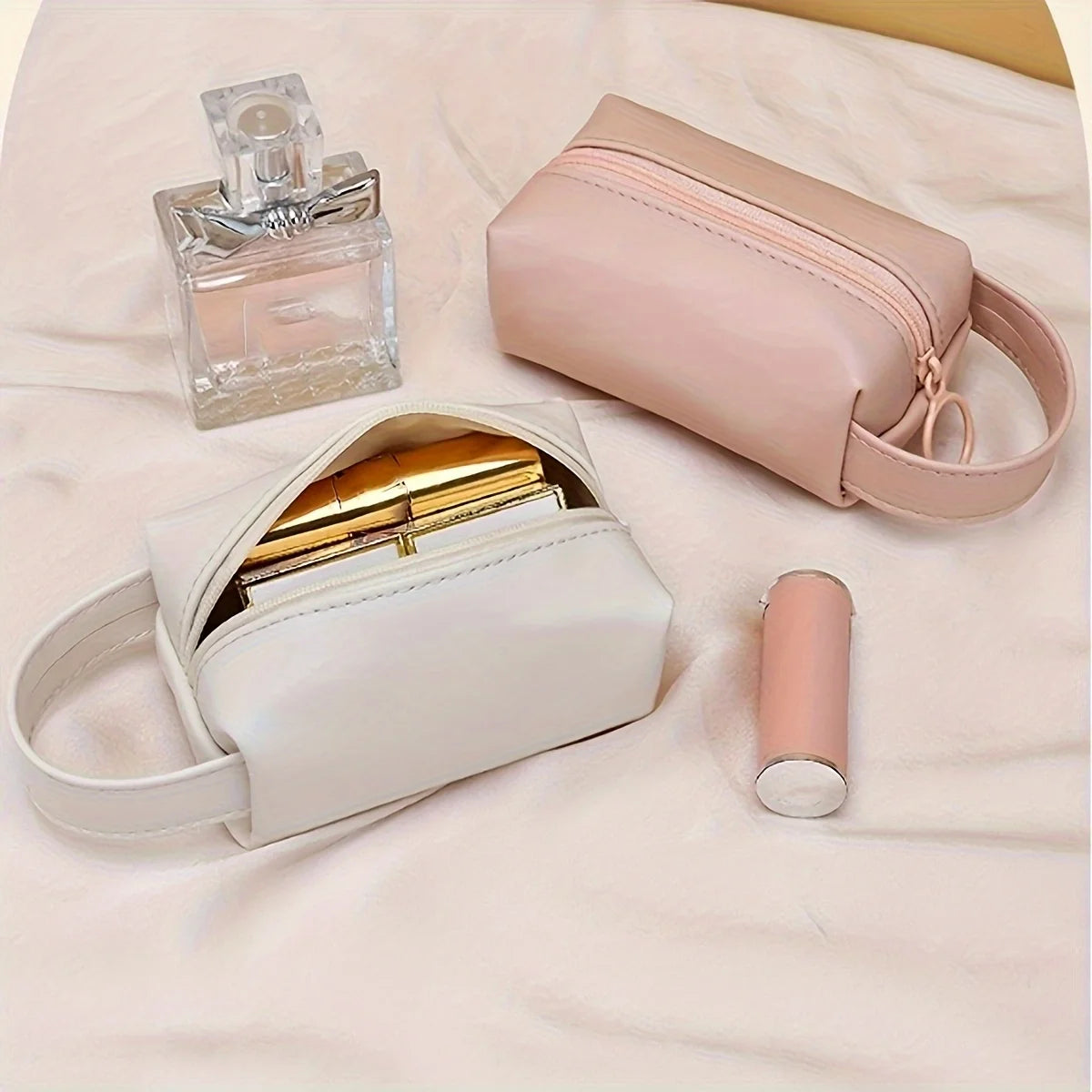 Pu Portable Cosmetic Bag Style Small Bag Jewelry Key Card Mini Lipstick Pack Storage Data Cable Storage Bag One Pack