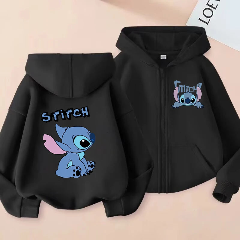 Funny Zip Up Sweatshirts Stitch Hoodie Children Clothes Kid Girl Boy Lilo and Stitch Sweatshirt Zipper Hoody Baby Casual Top