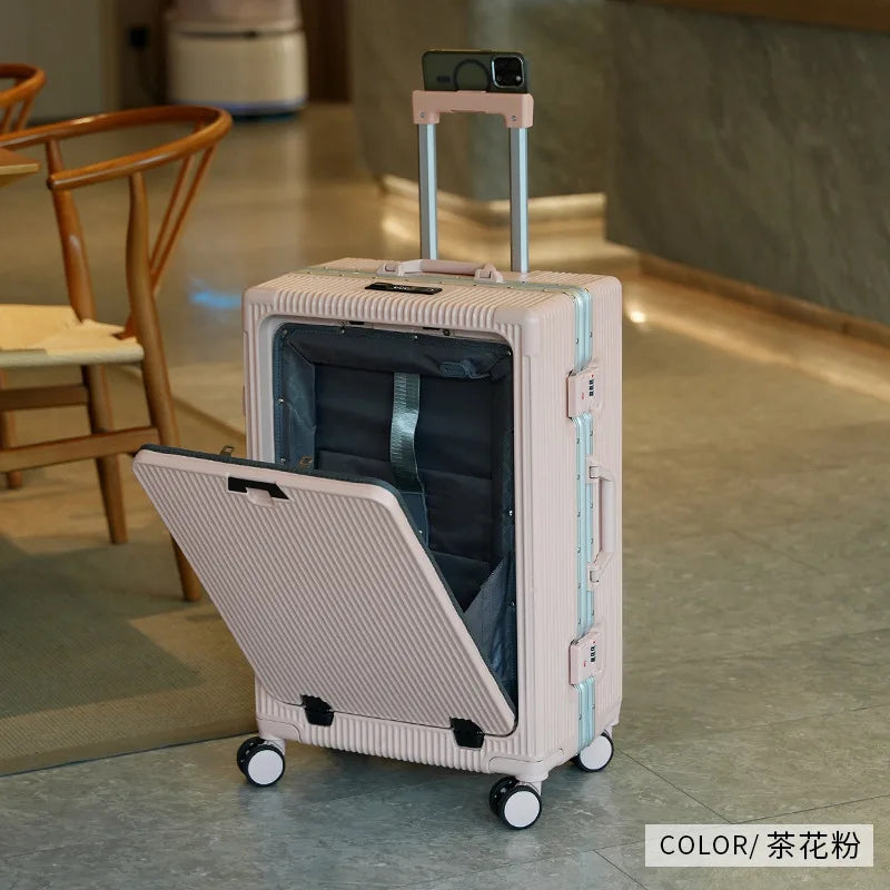 KO-KU New Front Opening Travel Suitcases 20/24/26/28 inch carrier Aluminum Frame Large Capacity Luggage USB Charging TSA Lock