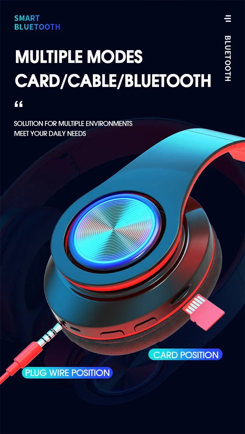 Wireless Headphones Foldable Bluetooth Headsets  With Mic Stereo Earphone Support TF Card FM For Xiaomi Iphone Sumsamg Phone