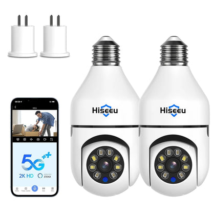 Hiseeu 3MP Wifi PTZ IP Camera E27 Light Bulb Camera Night Vision Auto Tracking Two-way audio Wireless CCTV Surveillance Security