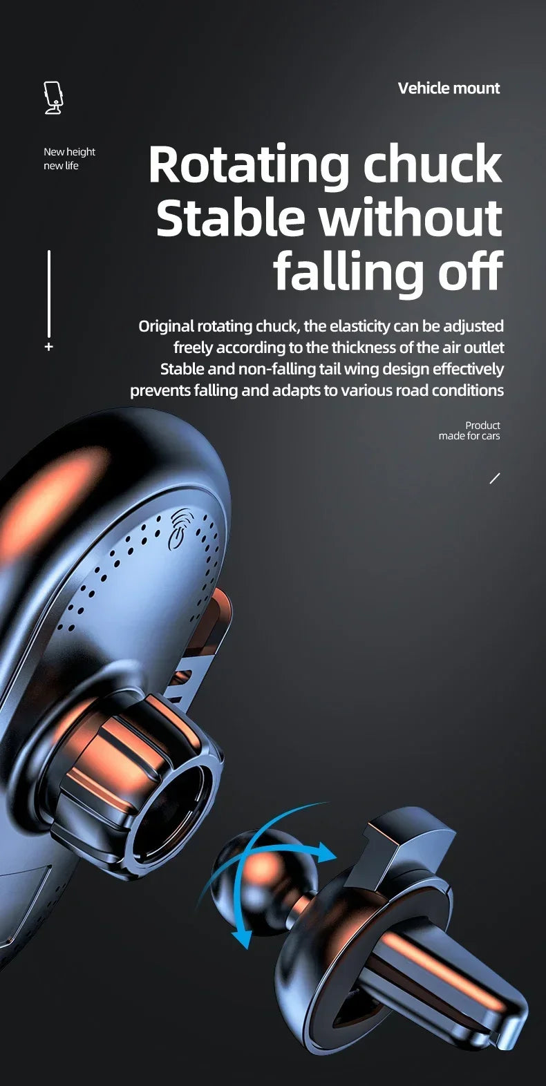 Infrared Induction Car Wireless Charger Stand Car Air Vent Clamp for iPhone 16~12 Pro Max Samsung Galaxy S25/S24 Fast Charging