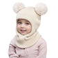 Kids Yarn Knit Balaclava Cap Autumn Winter Pullover Ear Protection Double Ball One-piece Baby Christmas Gift Hat