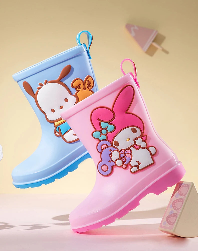 Sanrio Children's Rain Boots Cute Kuromi Melody Pachocco Non-slip Rain Shoes For Boys And Girls Waterproof Shoes Summer Summer