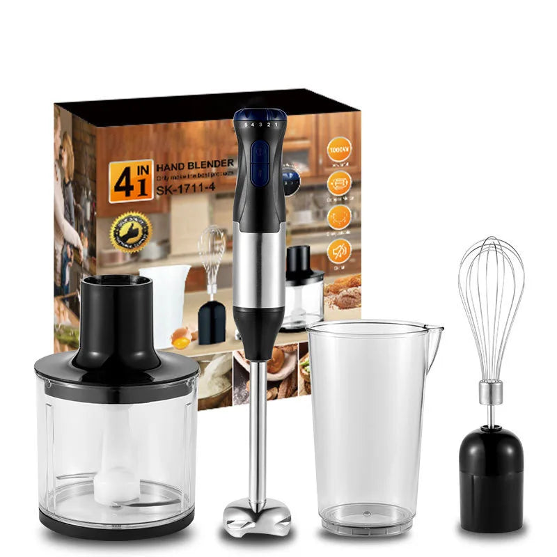 4 in 1 1000W Electric Hand Blender,stainless steel blade hand blender, meat and vegetable immersion, egg juicer set
