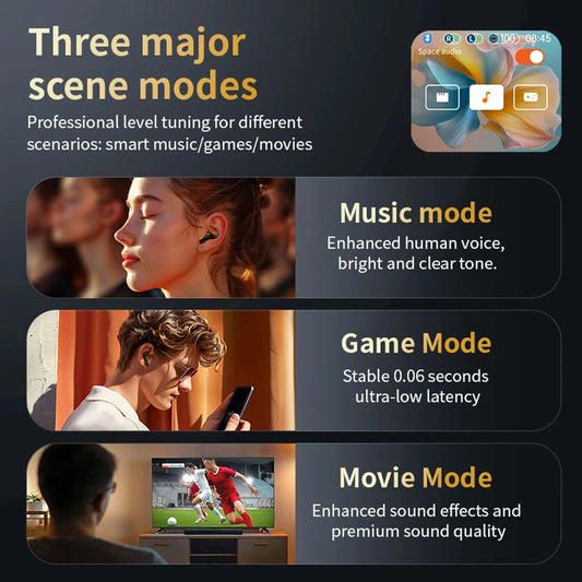 ANC Bluetooth Headset Colour Screen Touch Active Noise Cancellation Bluetooth 5.4 Headset HIFI Stereo Sports Headset Waterproof