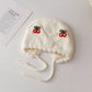 Winter Baby Plush Ear Protection Hat Cute Cherry Toddler Headgear Bonnet Thick Warm Kids Earmuffs Cap 8-36Month Children Beanies