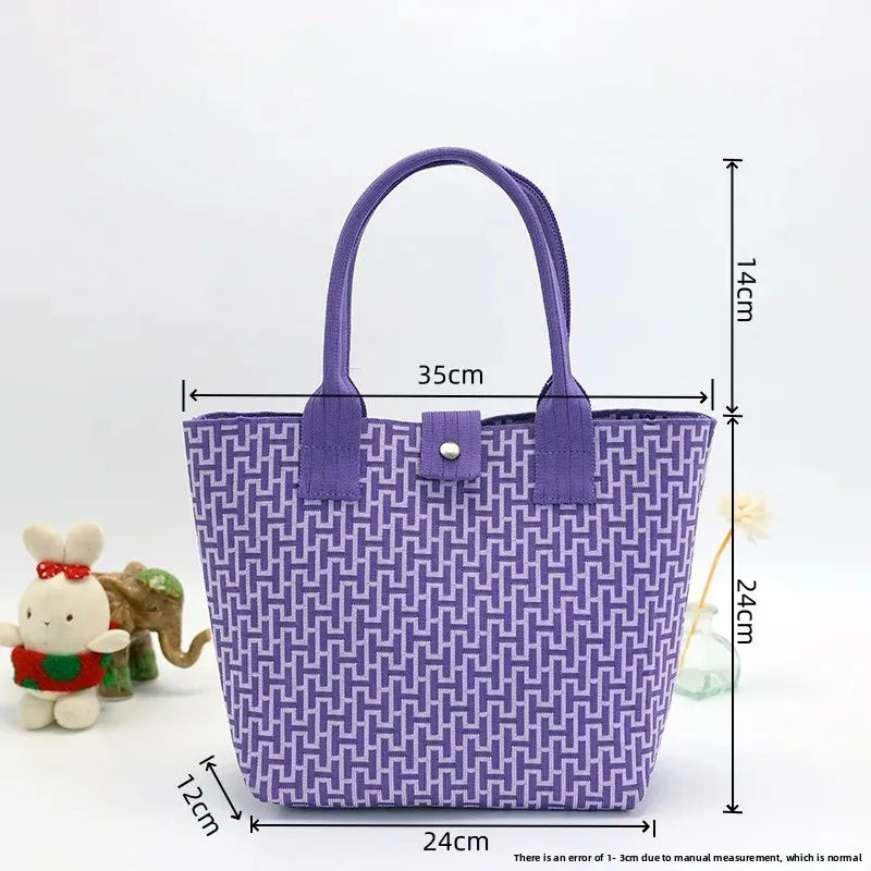 New Knitted Large Capacity Simple Stylish Handbag Customizable Personality Weave Bag Commuter Friendly Birdseye Pattern