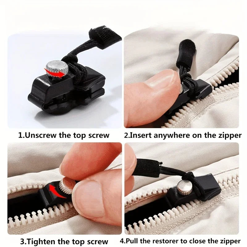 3-12PC Universal Zipper Repair Kit Quick Instant Replacement Zipper Head For Jacket Bag Coat Zippers Head DIY Sew Repair Tools
