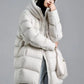 Winter Hooded Warm Mid Length Down Jacket Female Double Zipper Solid Parker Outwears Women 90% White Duck Down Loose Down Jacket