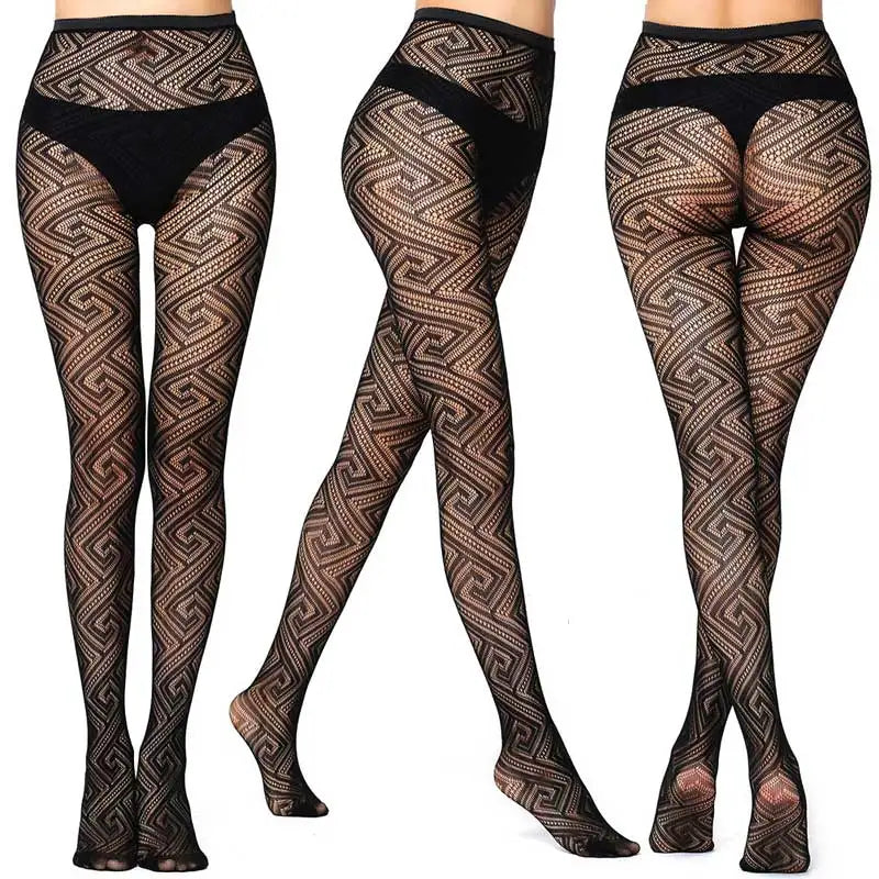 Sexy Mesh Stockings Print Patterns Flower Heart Skull Nylon Push Up  Slim Women Fishnet Tights Y2k Party Club Gothic Pantyhose