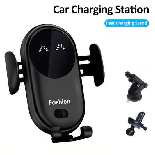 Infrared Induction Car Wireless Charger Stand Car Air Vent Clamp for iPhone 16~12 Pro Max Samsung Galaxy S25/S24 Fast Charging