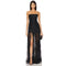 Black Lace Women's Evening Gown Mermaid Strapless Formal Prom Dress Sleeveless Floor Length Ilulsion Party Dress