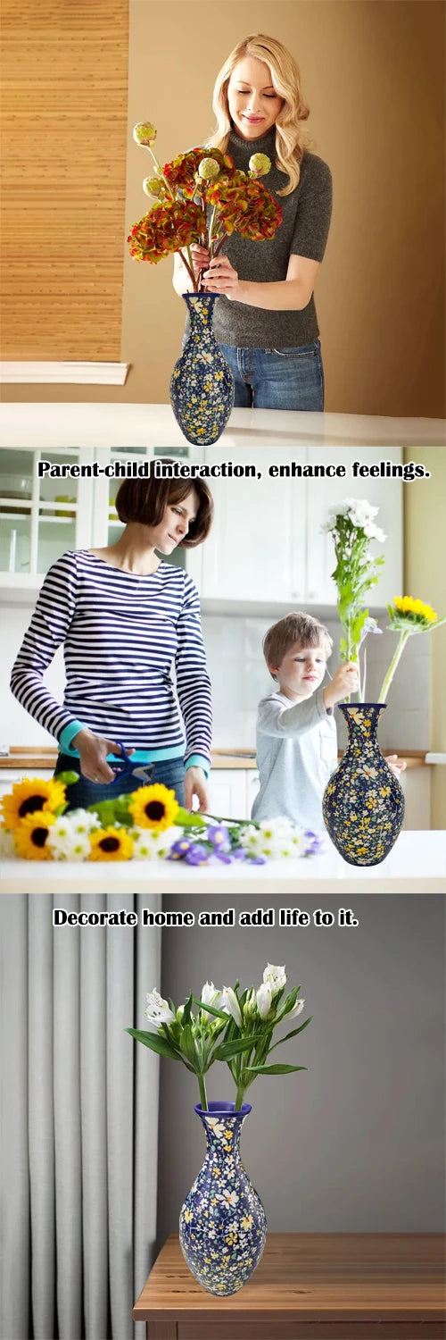3D Puzzle Vase Building Blocks Unique Flower Vase Curved Puzzle Pieces House Warming Gift for Flower Arrangements Home Christmas