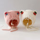 Winter Baby Plush Ear Protection Hat Cute Cherry Toddler Headgear Bonnet Thick Warm Kids Earmuffs Cap 8-36Month Children Beanies