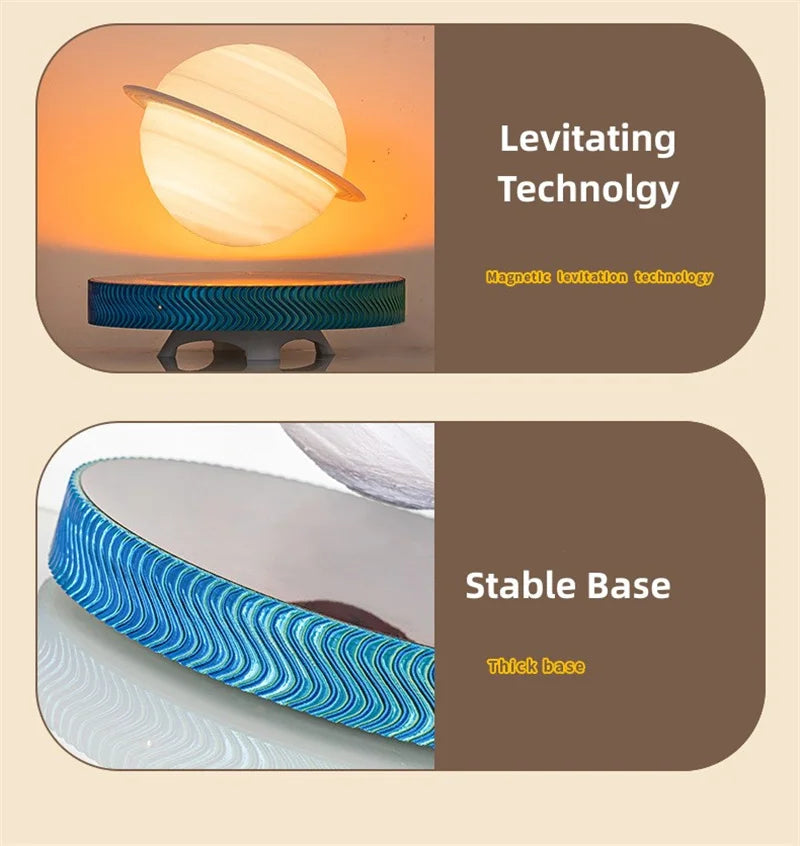 Magnetic Levitating Bulb Saturn Moon Lamp Levitating Rotating Table Lamp Creative Office Home Decoration Unique Gifts