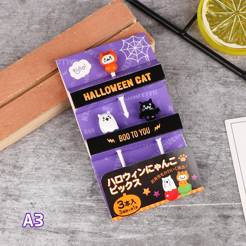 1Pack Halloween Cocktail Picks Fruit Fork Creative Fashion Childrens Holiday Fruit Fork Set Cake Stick Desserts Forks