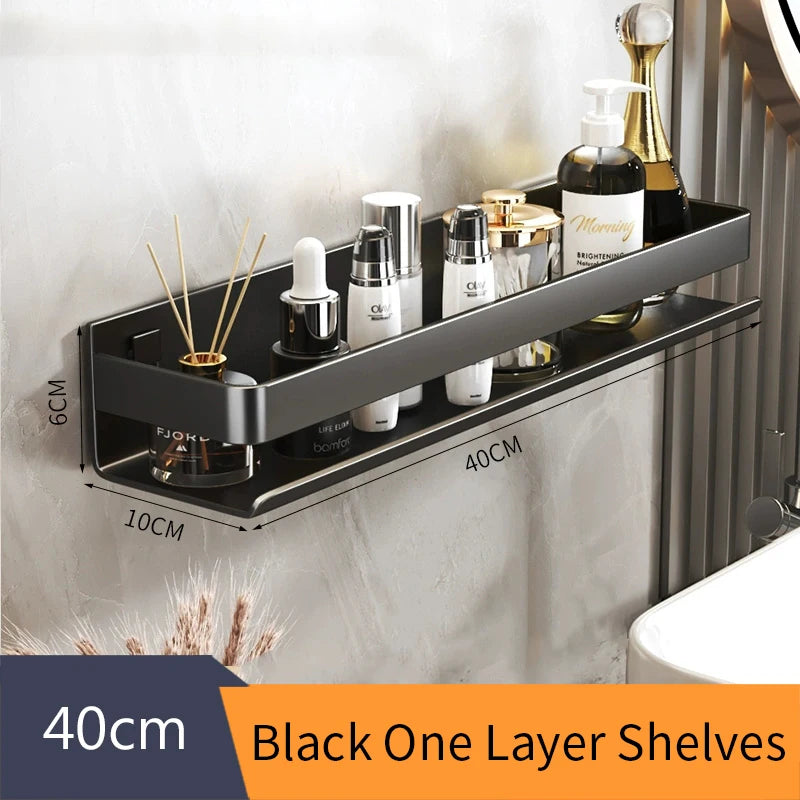 White Storage Rack For Kitchen Holder Square Metal Bath Organizer Accessorie Bathroom Shelf Shelves Wall Mounted Shampoo 811780