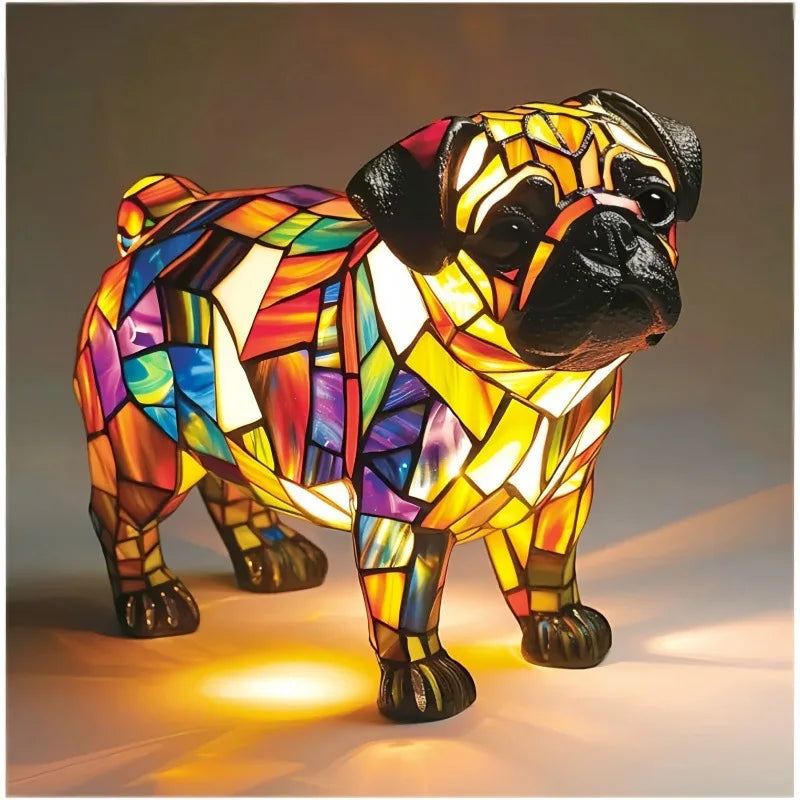 Dog Series Art Night Light Pug Lamp Stained Resin Mosaic Light Corgi Dachshund Dog Decoration Funny Gift For Pets Lover Children