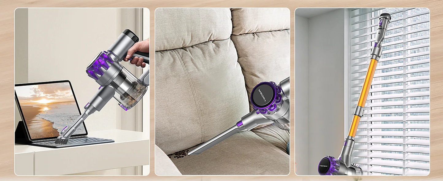 YISORA Cordless Vacuum Cleaner, 30Kpa 55Mins Running Time Wireless Vacuum Cleaner with Touchscreen for Pet Hair, Carpet
