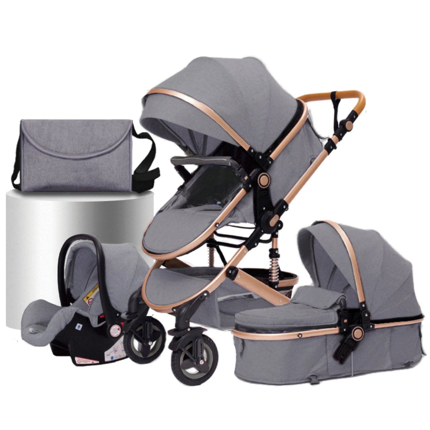 Luxurious 3 in 1  Portable Travel Baby Stroller High Landscape Aluminum Frame Foldable Pram Newborn Infant Four-Wheel Carriage