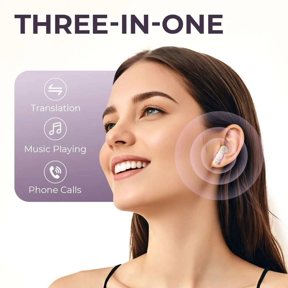 Real Time Translators Headphones with Smart Touch Screen 144 Language Translator Earbuds Noise Canceling Wireless Travel Headset