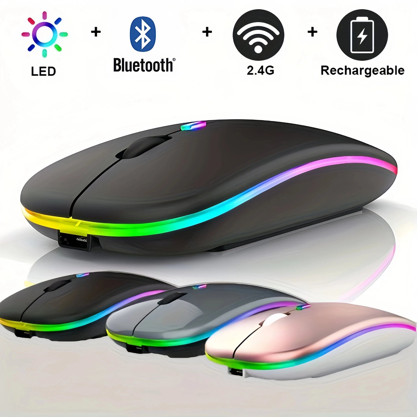 XIAOMI Silent Wireless Mouse Bluetooth-compatible Tablet 2.4G USB Portable Dual Mode Rechargeable 1600 DPI For MacBook Laptop PC