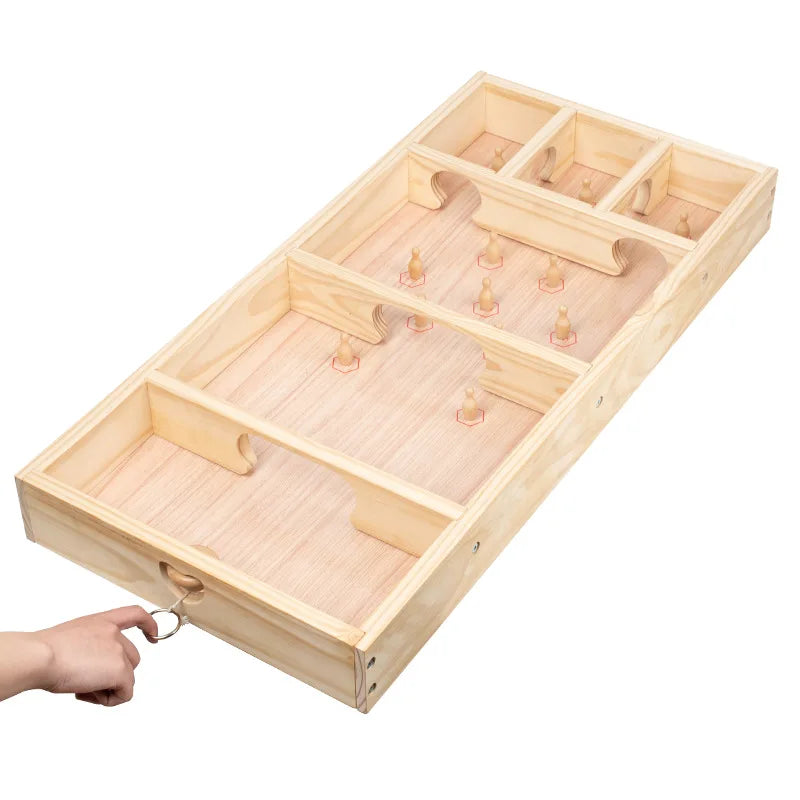 Custom logo retro gyro spinning mini bowling board large tabletop wooden toy family party table game