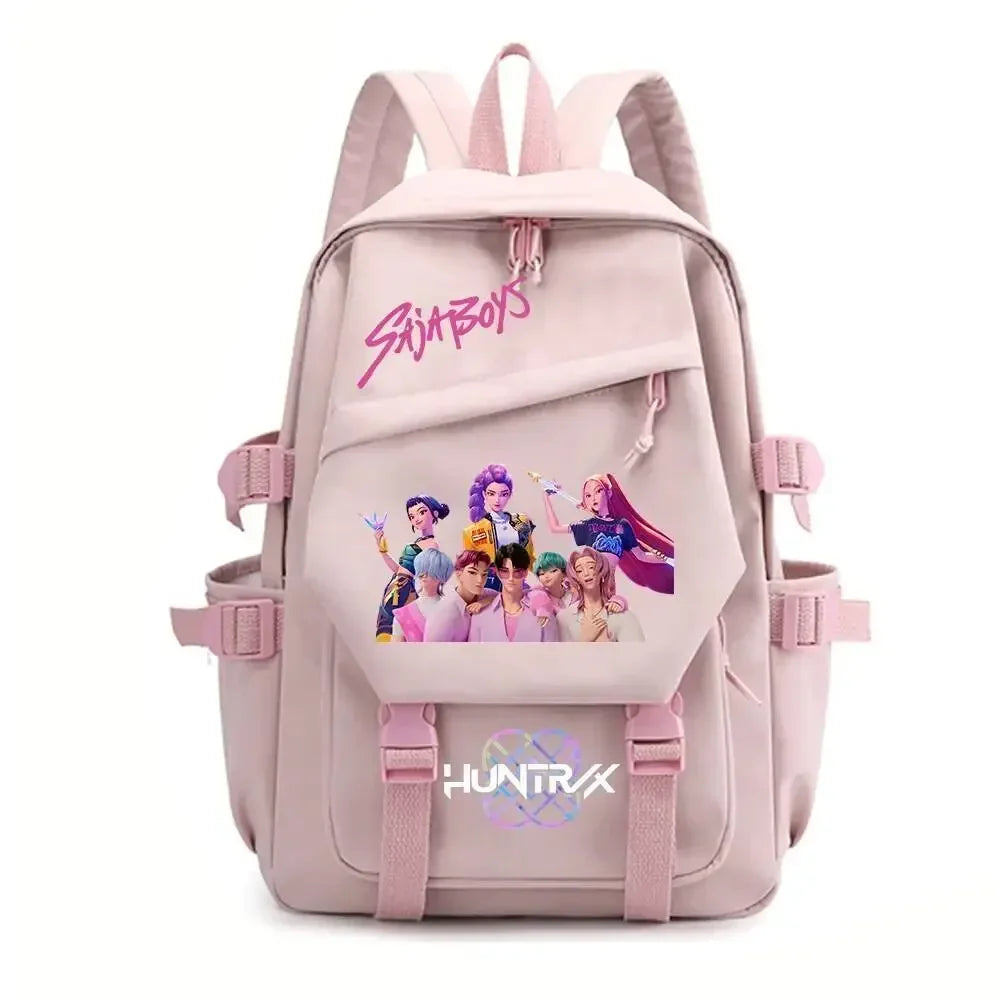 KPop Demon Hunters Huntrix Backpack Women Men Fashion Travel Saja Boys Rumi Zoey Mira Backpacks Outdoor Sport School Bag