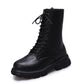 Boots Women 2022 Autumn Winter PU Leather White Ankle Boots Motorcycle Botines Female Chunky Heels Platform Boots Botas Mujer