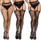3 Pcs Pantyhose Fishnet Sexy Thigh-High Stockings Suspender Stockings for Women Garter Belt Stockings Hollow Out Pattern Tights