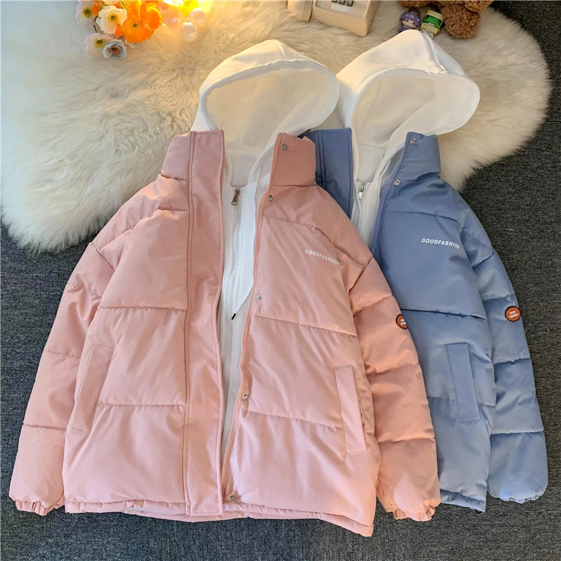 2025 Women's Winter Quilted Jacket Overcoat Thick Cotton Padded Coat Female Oversized  Loose Oversize Coats Hooded Short Parkas