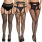 3 Pcs Pantyhose Fishnet Sexy Thigh-High Stockings Suspender Stockings for Women Garter Belt Stockings Hollow Out Pattern Tights
