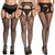 3 Pcs Pantyhose Fishnet Sexy Thigh-High Stockings Suspender Stockings for Women Garter Belt Stockings Hollow Out Pattern Tights