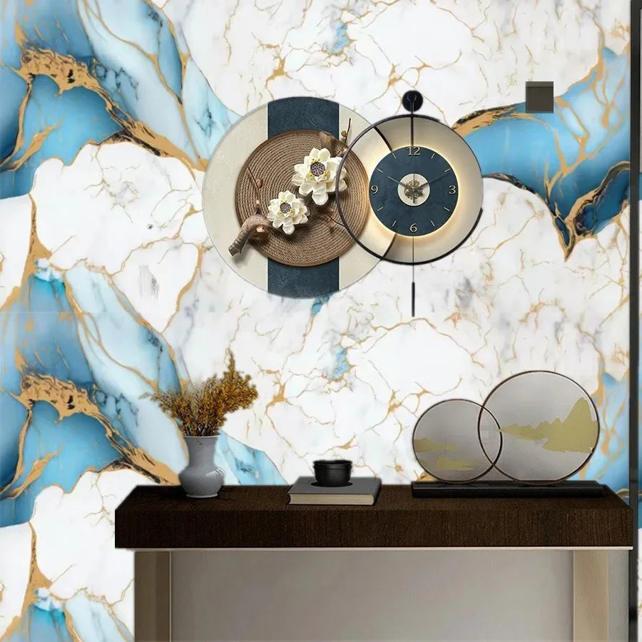 Imitation Marble Self-adhesive Wallpapers for Kitchen Decoration PVC Peel and Stick Wall Stickers Faux Tiles Wall Papers Home