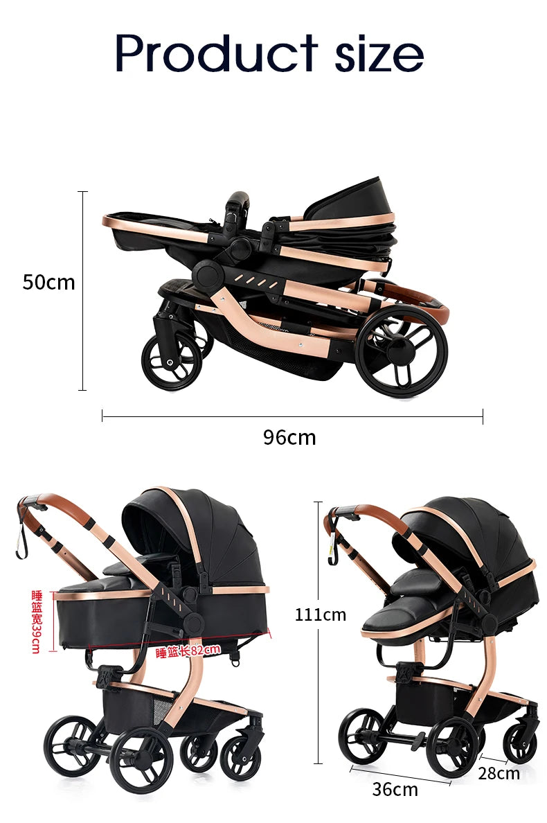 Magic ZC Lightweight stroller Baby stroller 3 in 1 Baby carriage strollers for baby light carts Baby carriage PU 3in1 stroller
