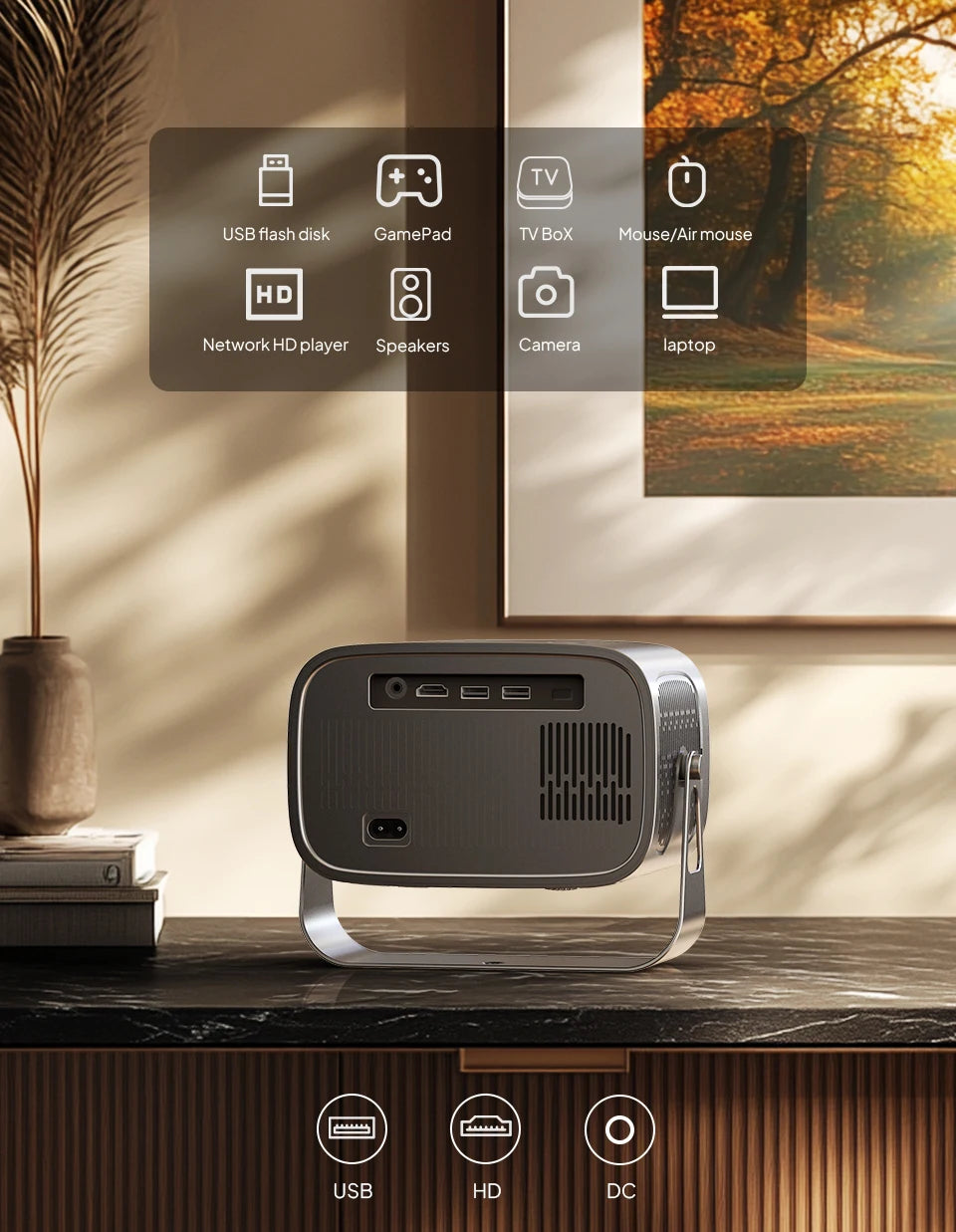 VEVSHAO A12 Projector Mini Portable  LED Video Android 13.0 WIFI 6 Mirror SmartPhone for 1080P 4K Video Home Cinema Projector