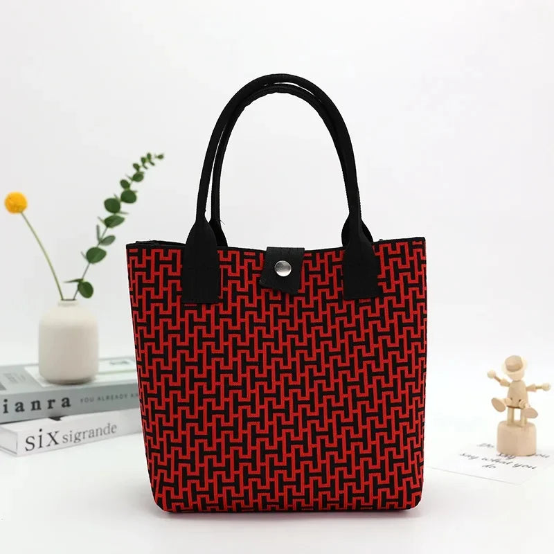 New Knitted Large Capacity Simple Stylish Handbag Customizable Personality Weave Bag Commuter Friendly Birdseye Pattern