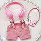labubu clothes for 15-17cm Labubu clothing set includes headphones waist belt pants and accessories