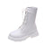 Boots Women 2022 Autumn Winter PU Leather White Ankle Boots Motorcycle Botines Female Chunky Heels Platform Boots Botas Mujer