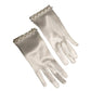 Short Satin Bridal Gloves Pearls Wrist Gant Mariage Femme Novia Bride Wedding Gloves Beaded Pearls Accessoires Mariage 2025