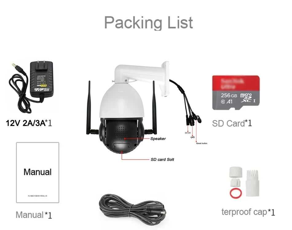 Max.512G Laser Infrared Metal Auto Tracking 4K 8MP 90X Optical Zoom 360° 2.4GHz 5GHz WIFI PTZ Speed Dome Surveillance IP Camera