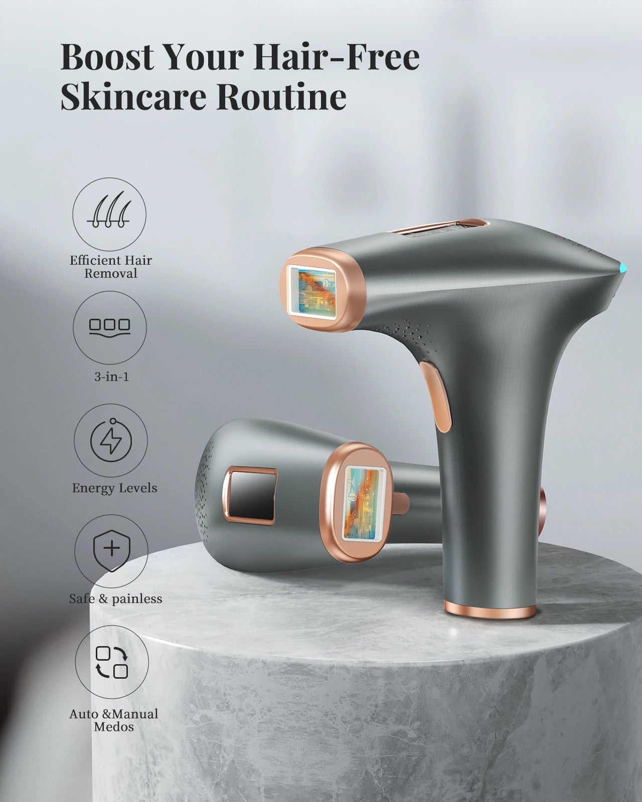 3-in-1 Laser Epilator 999900 Flash Painless IPL Hair Removal for Women Bikini Legs Arms Laser Hair Remover Permanent Depilato