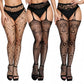 3 Pcs Pantyhose Fishnet Sexy Thigh-High Stockings Suspender Stockings for Women Garter Belt Stockings Hollow Out Pattern Tights