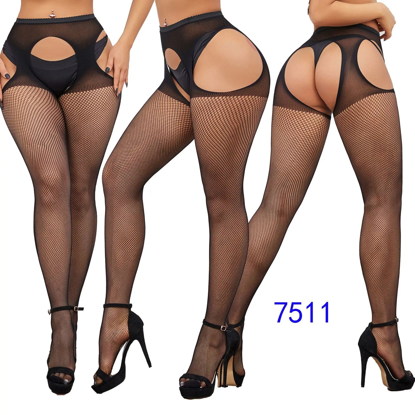 Women Sexy Suspender Stockings Open Crotch Pantyhose Fishnet Tights Hot Fashion Night Party Mesh Net Leggings Garters Hosiery