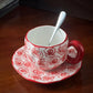 340ML Hand-painted Flower Love heart Ceramic Coffee Cup with Saucer Home Office Water Cup Breakfast Milk Juice Teacup Gift Set