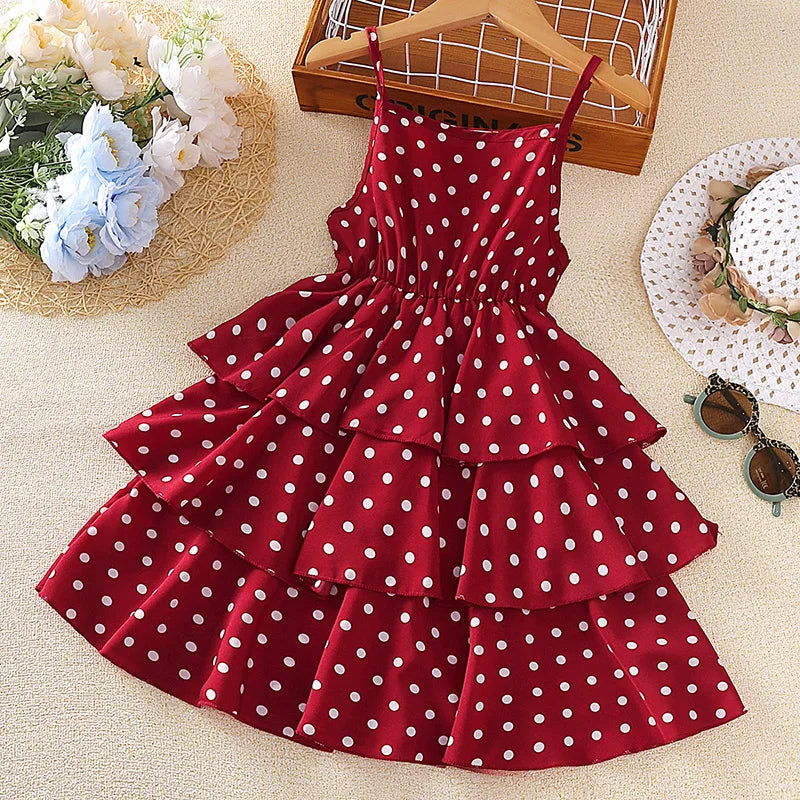 Dress Kids Girls 4-12 Years Black Polka Dot Dress For Girls Stylish Girls Vacation Holiday Clothes Kids Clothes Dress