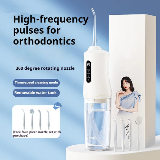 Electric Water Flosser 68000 Pulses-3 Modes, 4 Nozzles,200ML Tank, IPX7 Waterproof, Portable Oral Irrigator for Braces &Gum Care