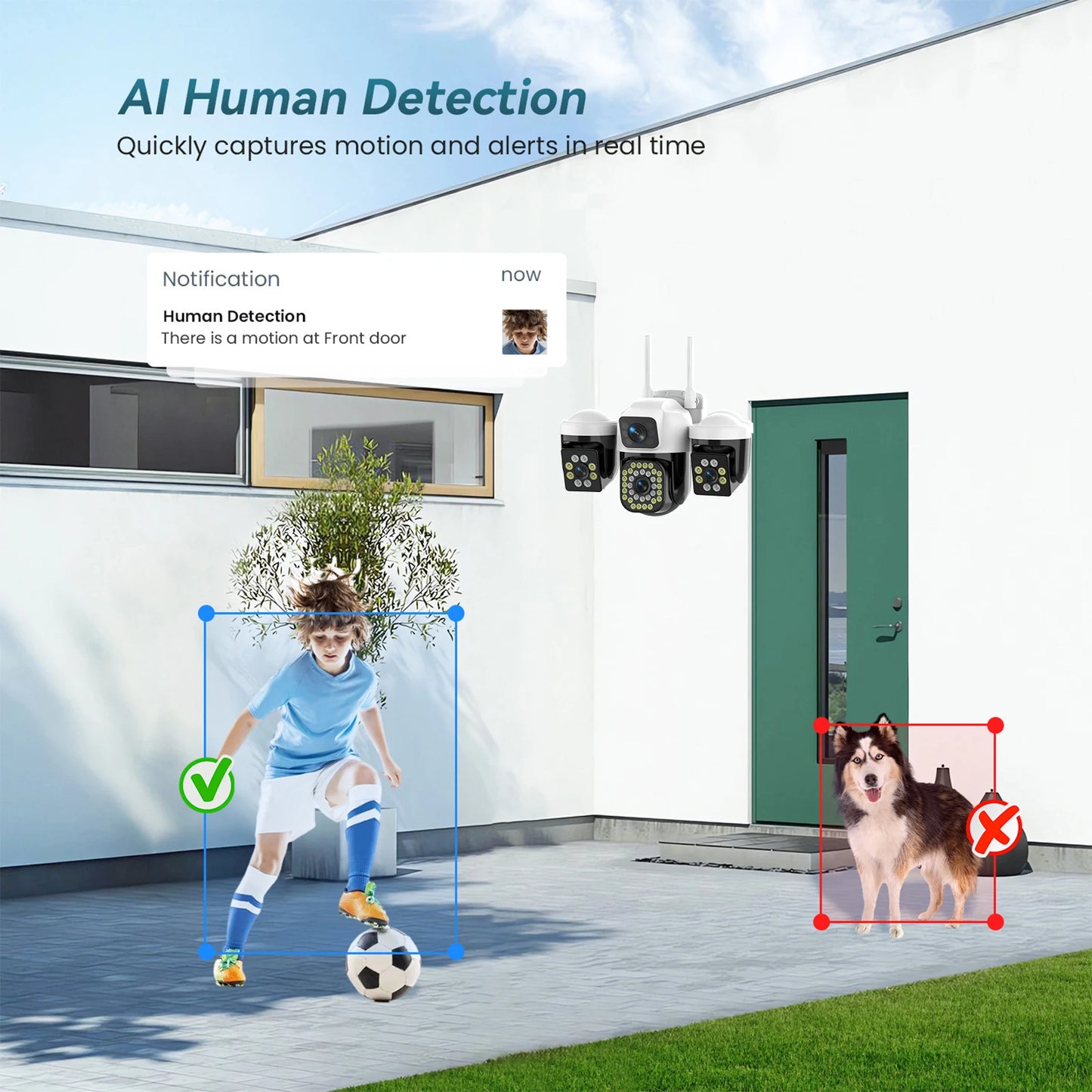 15MP 8K WiFi IP Camera 3 Lens 3 Screens Surveillance PTZ Camera IP Outdoor Waterproof  Auto Tracking  Security CCTV Cam YOOSEE