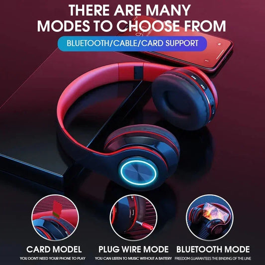 Wireless Headphones Foldable Bluetooth Headsets  With Mic Stereo Earphone Support TF Card FM For Xiaomi Iphone Sumsamg Phone